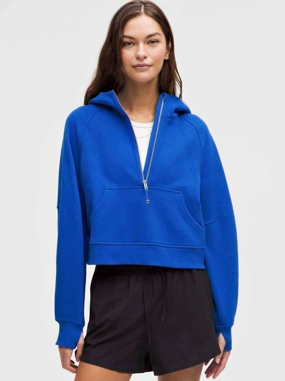 lululemon Scuba Oversized 1/2 Zip Hoodie Cobalt Blue Cropped Hoodie Size XS